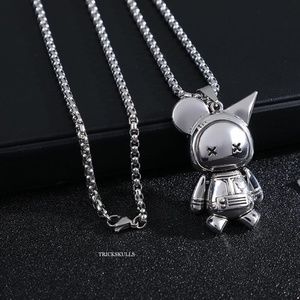 Anime Space Bunny Alien Astronaut Pendant Necklace Streetwear w Round Box Chain